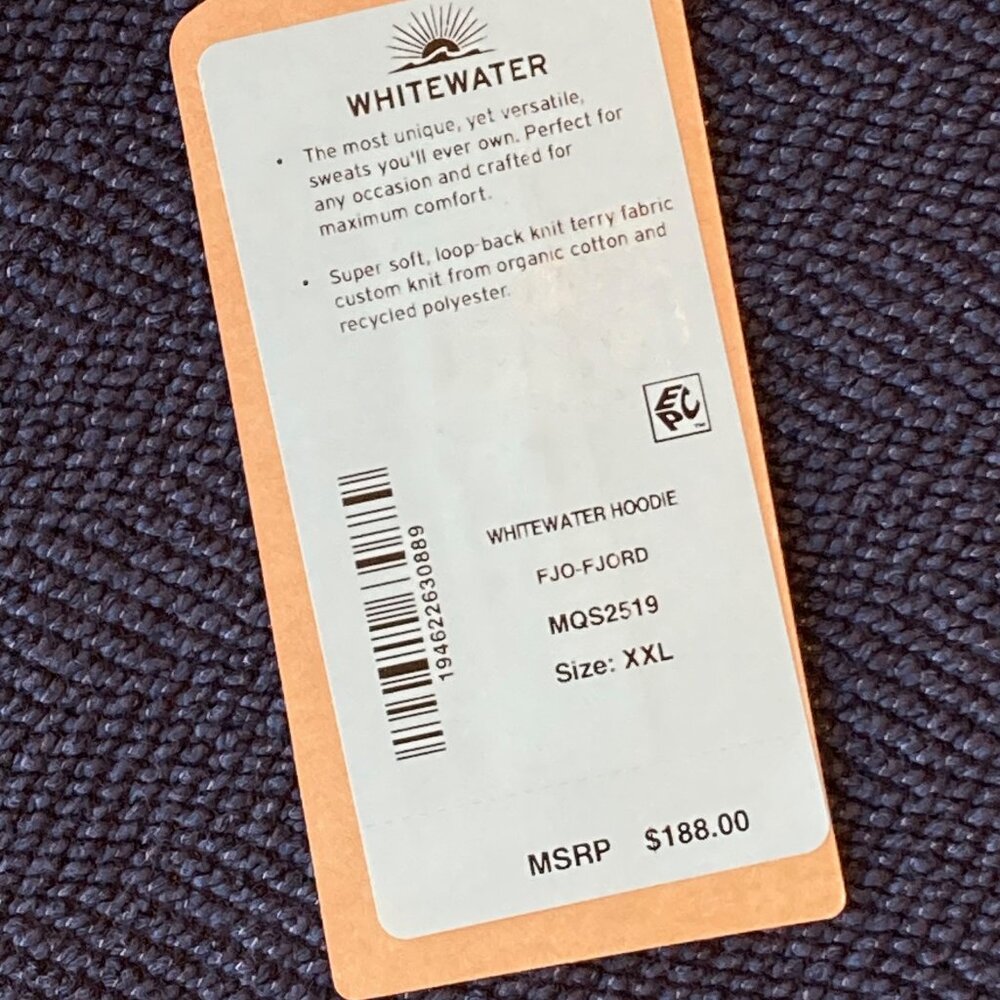 Faherty Whitewater Hoodie Relaxed Fit Organic Mens XXL Fjord Navy NWT - Picture 7 of 12